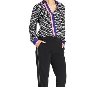 DKNY Black Long Sleeve Button-down blouse With Concealed Placket size medium
